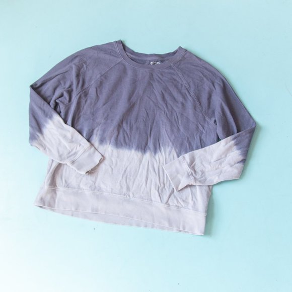 Athleta Sundown Blue Dip Dye Ombre Long Sleeve Pullover Sweatshirt Size Large - Picture 2 of 10